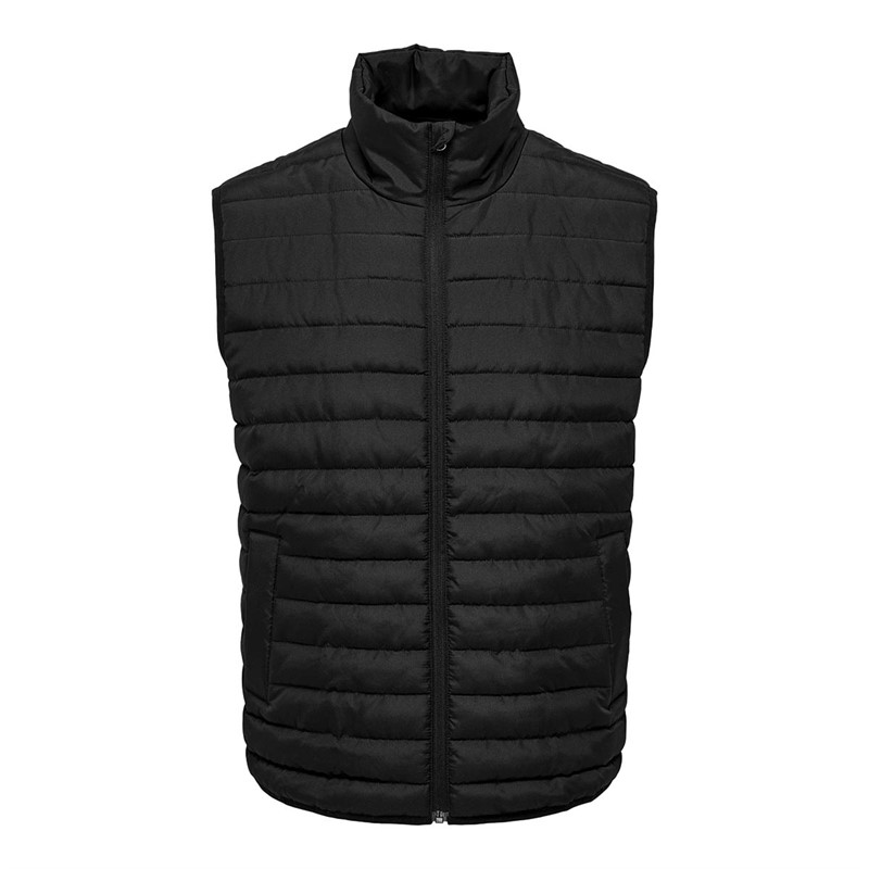 Buy ONLY & SONS Mens Onsbrad Quilt Vest OTW Black
