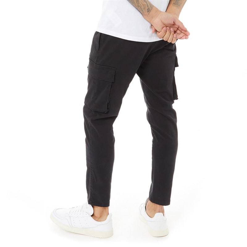 Buy ONLY & SONS Mens Live Tapered Cargo Trousers Black