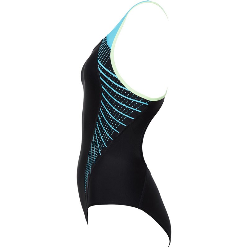 Buy Speedo Womens Fit Laneback Swimsuit Black/Blue