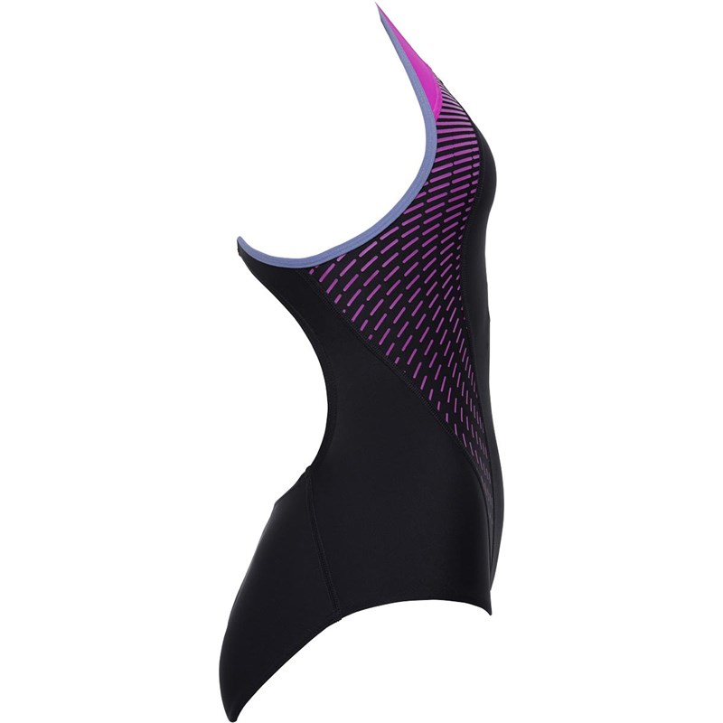 Buy Speedo Womens Fit Laneback Swimsuit Black/Purple