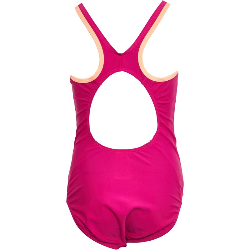 Buy Speedo Junior Boom Logo Splice Muscleback Swimsuit Pink/Orange