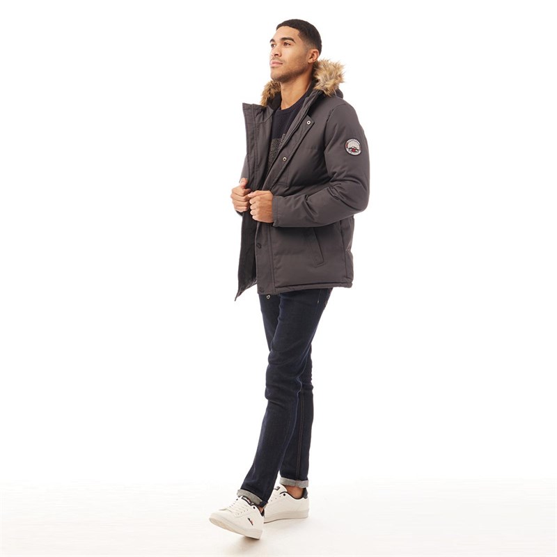 Buy THREADBARE Mens Melbourne Padded Jacket Charcoal