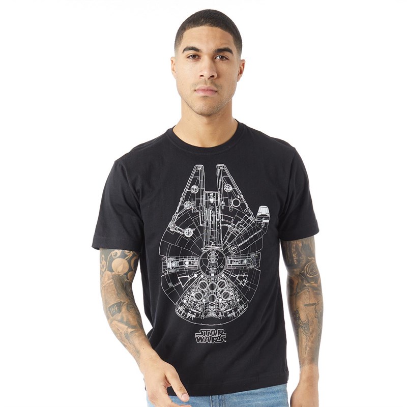Buy STAR WARS Mens Millenium Lines TShirt Black