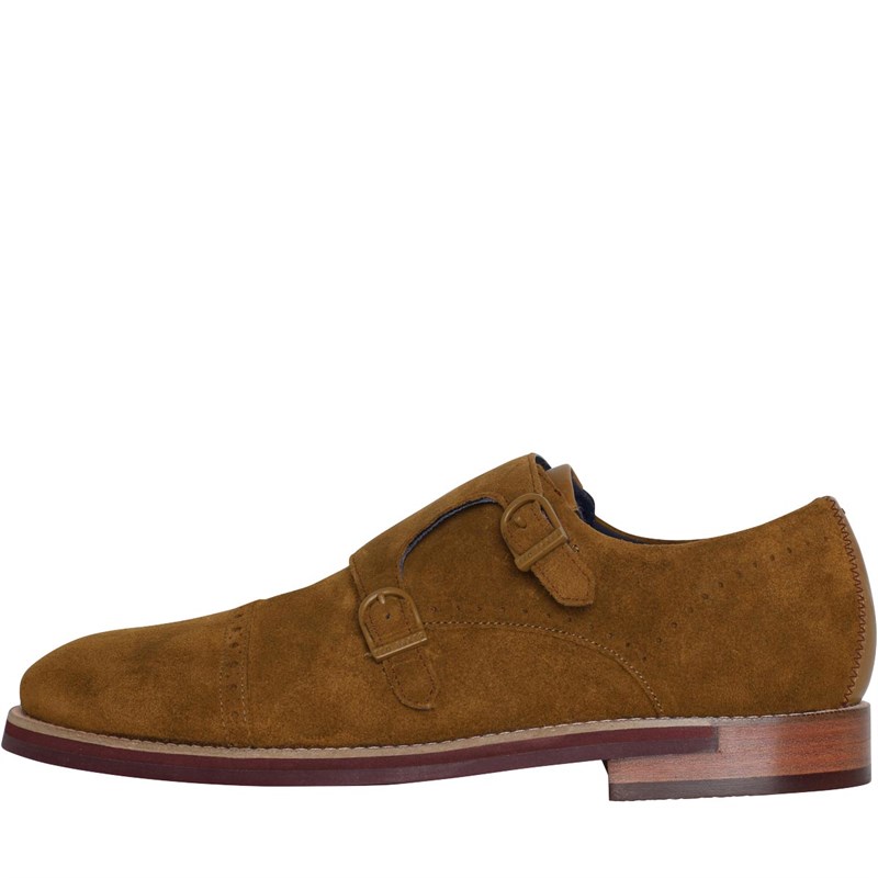 Buy Ted Baker Mens Clinnte Double Buckle Monk Shoes Tan