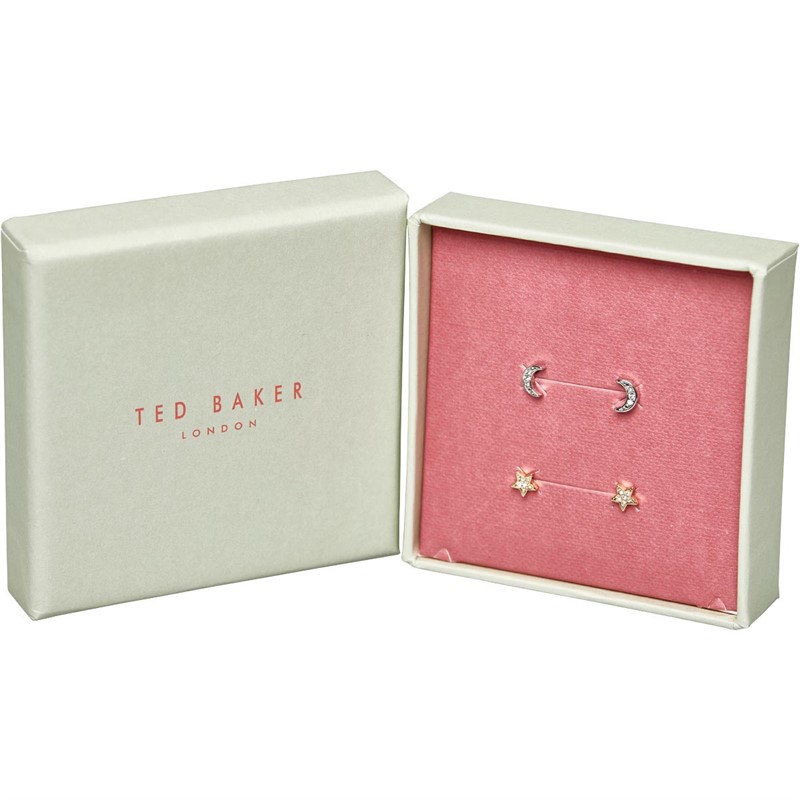 Buy Ted Baker Womens Nano Moon Stud Earrings Gift Set Gold And Silver Tone