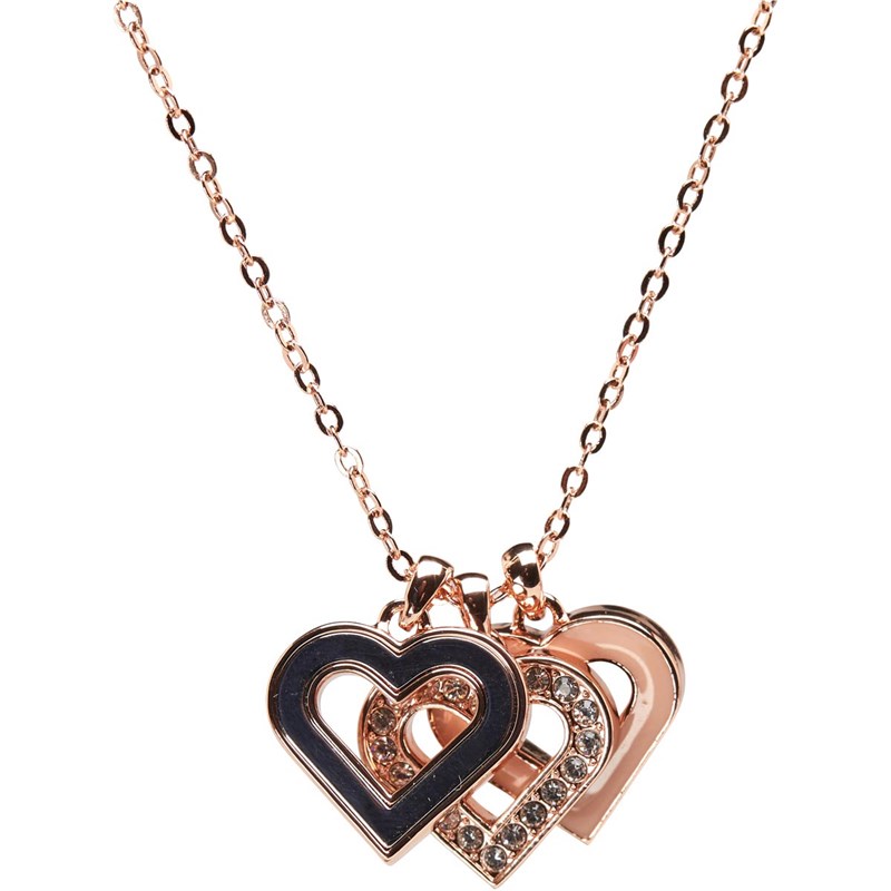 Buy Ted Baker Womens Enchanted Triple Heart Pendant Necklace Rose Gold