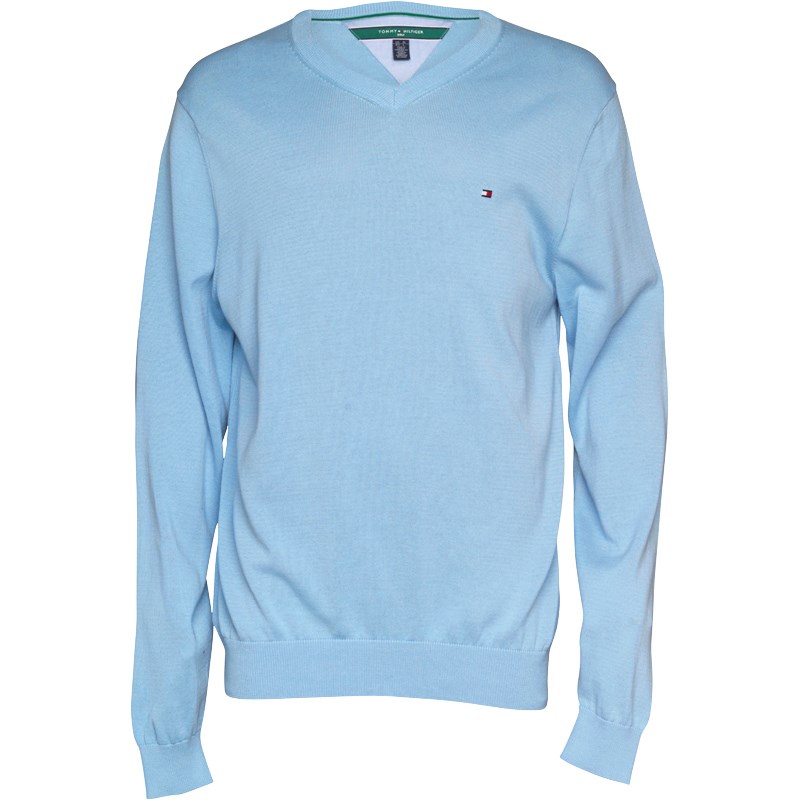 Buy Tommy Hilfiger Mens VNeck Sweater Light Blue