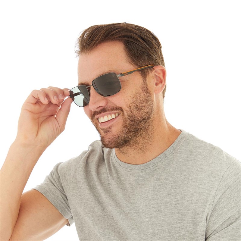 Buy Timberland Mens Metal Sunglasses Matte Gunmetal/Green Polarized