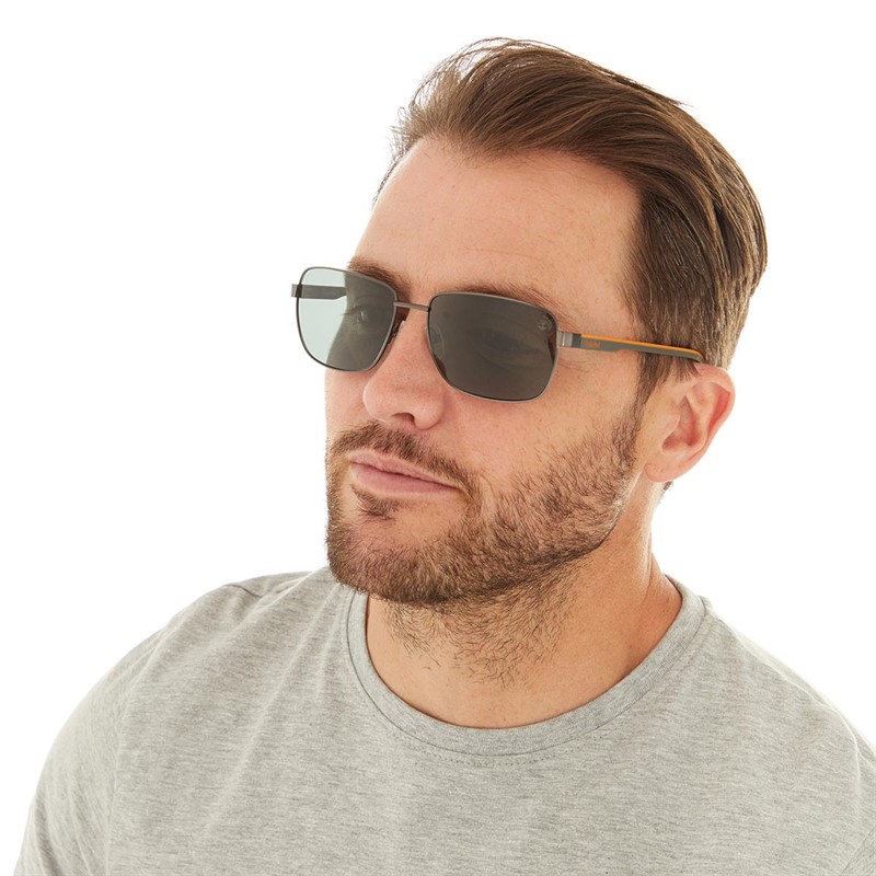 Buy Timberland Mens Metal Sunglasses Matte Gunmetal/Green Polarized