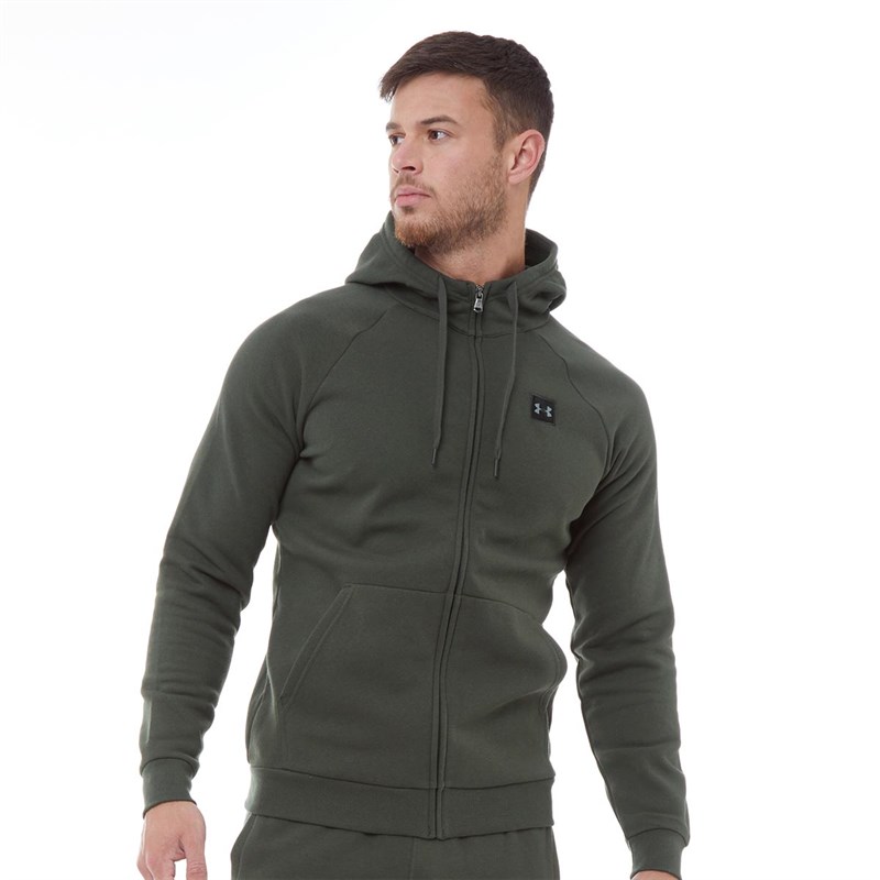 Buy Under Armour Mens Rival Fleece Full Zip Hoodie Khaki Green