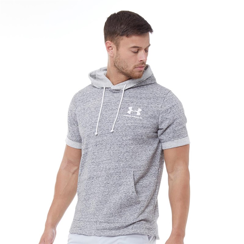 Buy Under Armour Mens Sportstyle Terry Short Sleeve Hoodie Onyx White
