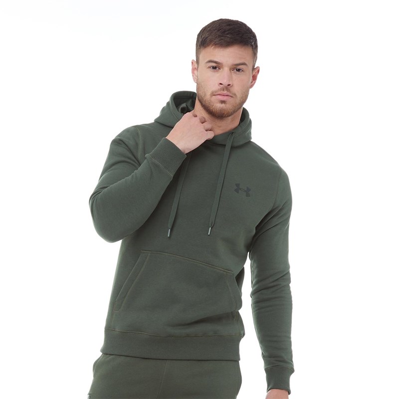 Buy Under Armour Mens Rival Fitted Hoodie Baroque Green/Black