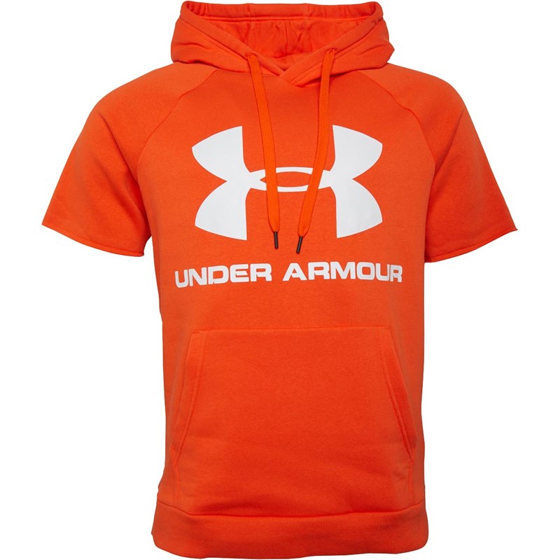 Buy Under Armour Mens Rival Fleece Logo Short Sleeve Hoodie Orange