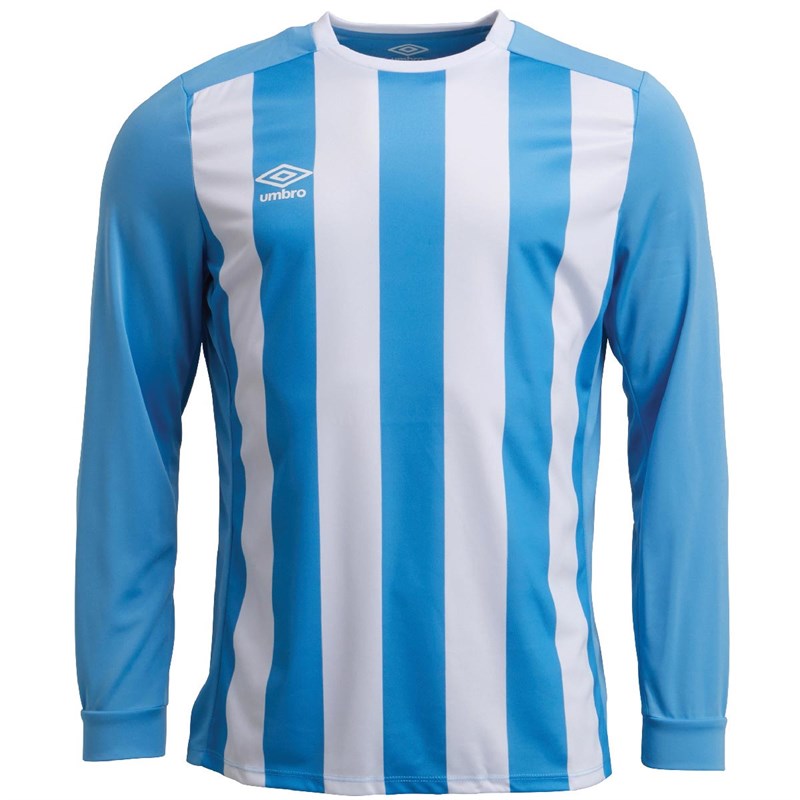 Buy Umbro Mens Milan Stripe Long Sleeve Football Jersey Sky Blue/White