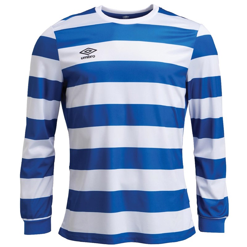 Buy Umbro Mens Terrace Hooped Long Sleeve Football Jersey TW Royal/White