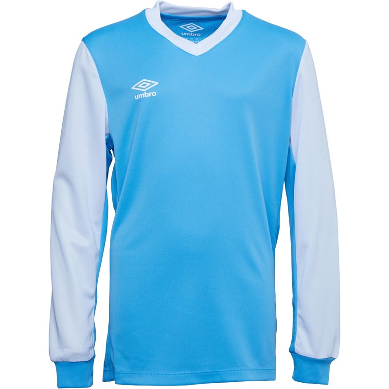 Buy Umbro Junior Witton Retro Long Sleeve Football Jersey Sky/White