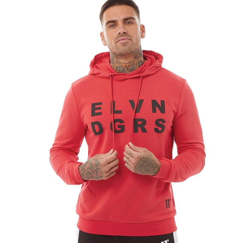 Buy 11 Degrees Mens Graphic Hoodie Goji Berry Red