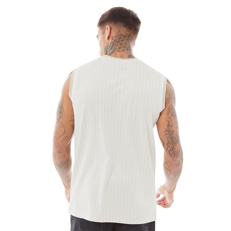 Buy SikSilk Mens Retro Classic Basketball Vest Ecru/Gold