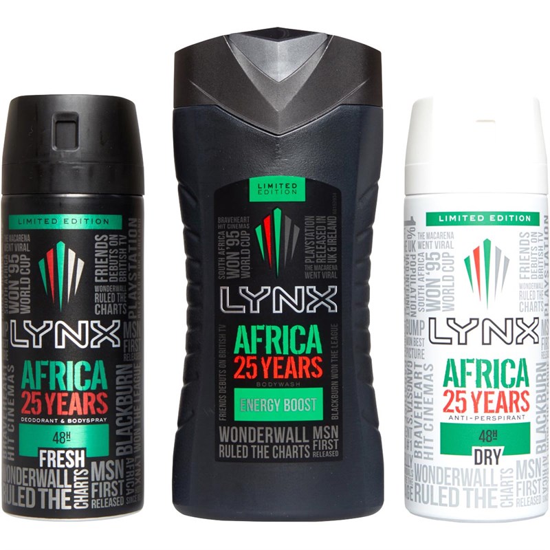 Buy LYNX Mens Africa 25 Years Trio Set Three Piece (250ml Shower Gel