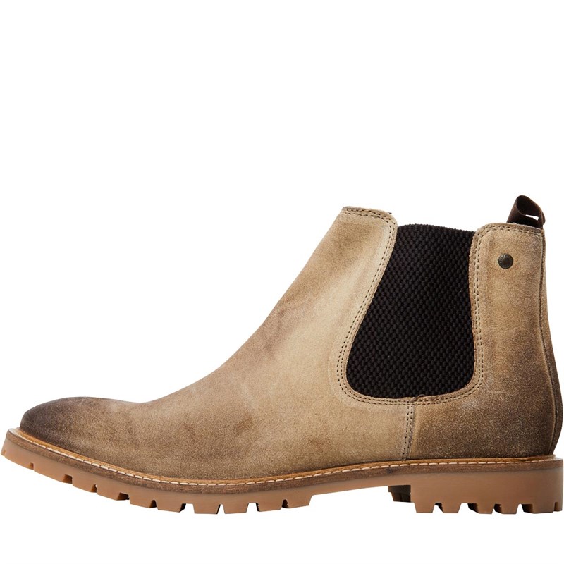 Buy Base London Mens Turret Boots Burnished Suede Taupe