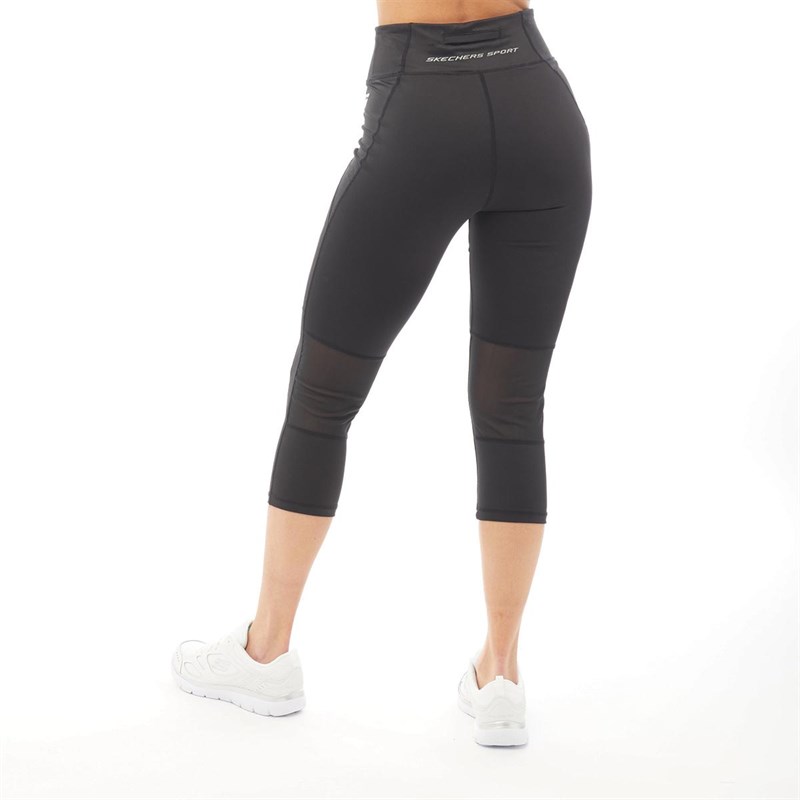 SKECHERS Capri Leggings Cora Performance Mesh Panel Femme Noir
