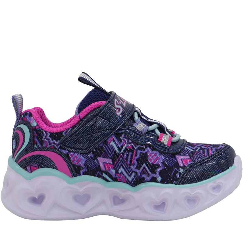 Buy SKECHERS Infant S Lights Heart Lights Trainers Navy/Metallic