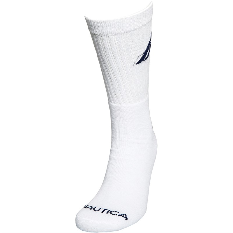 Buy Nautica Mens Seven Pack Crew Socks White