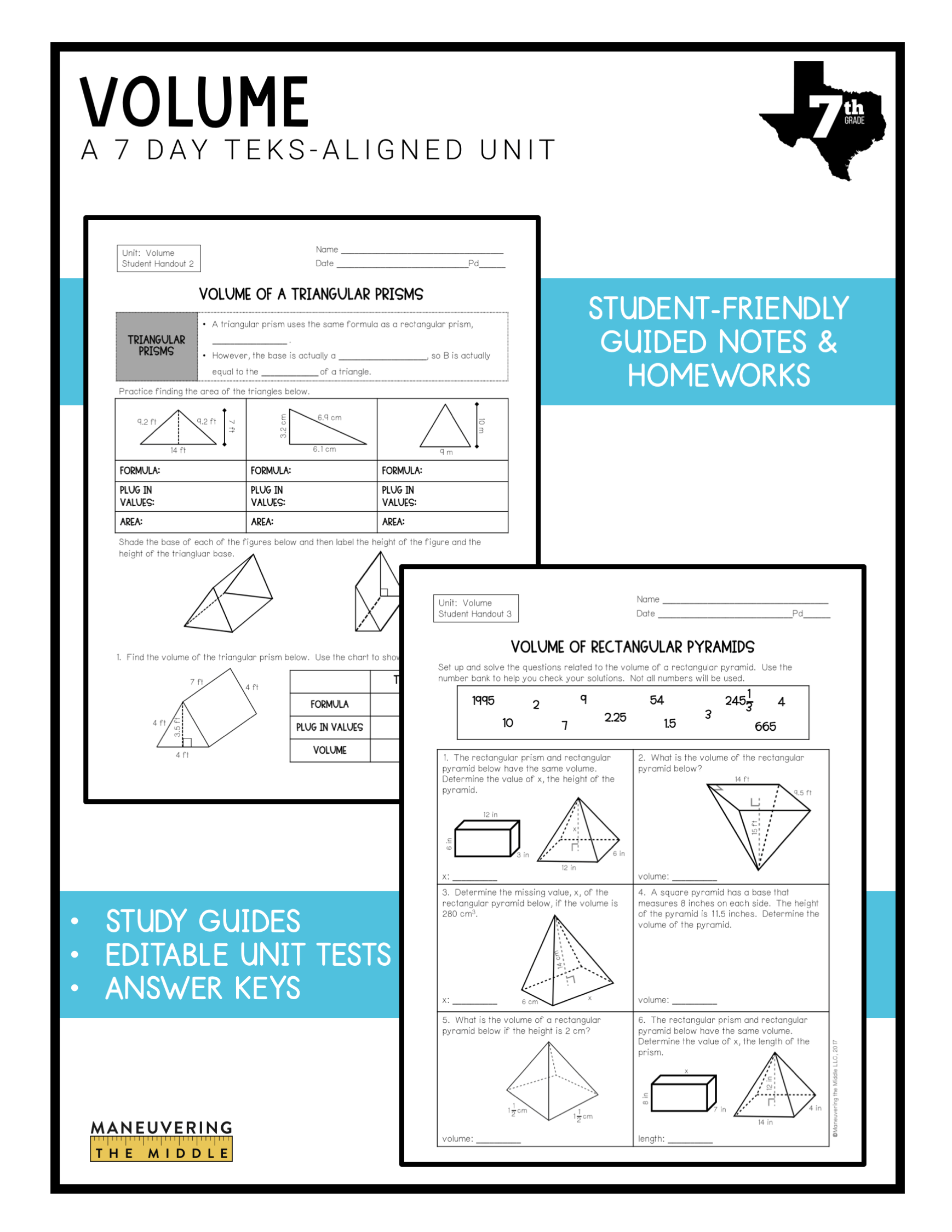 Volume Unit 7th Grade TEKS Maneuvering the Middle