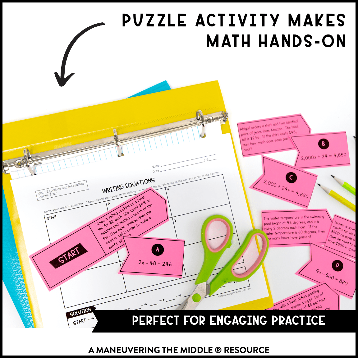 Expressions and Equations Activity Bundle 7th Grade - Maneuvering the