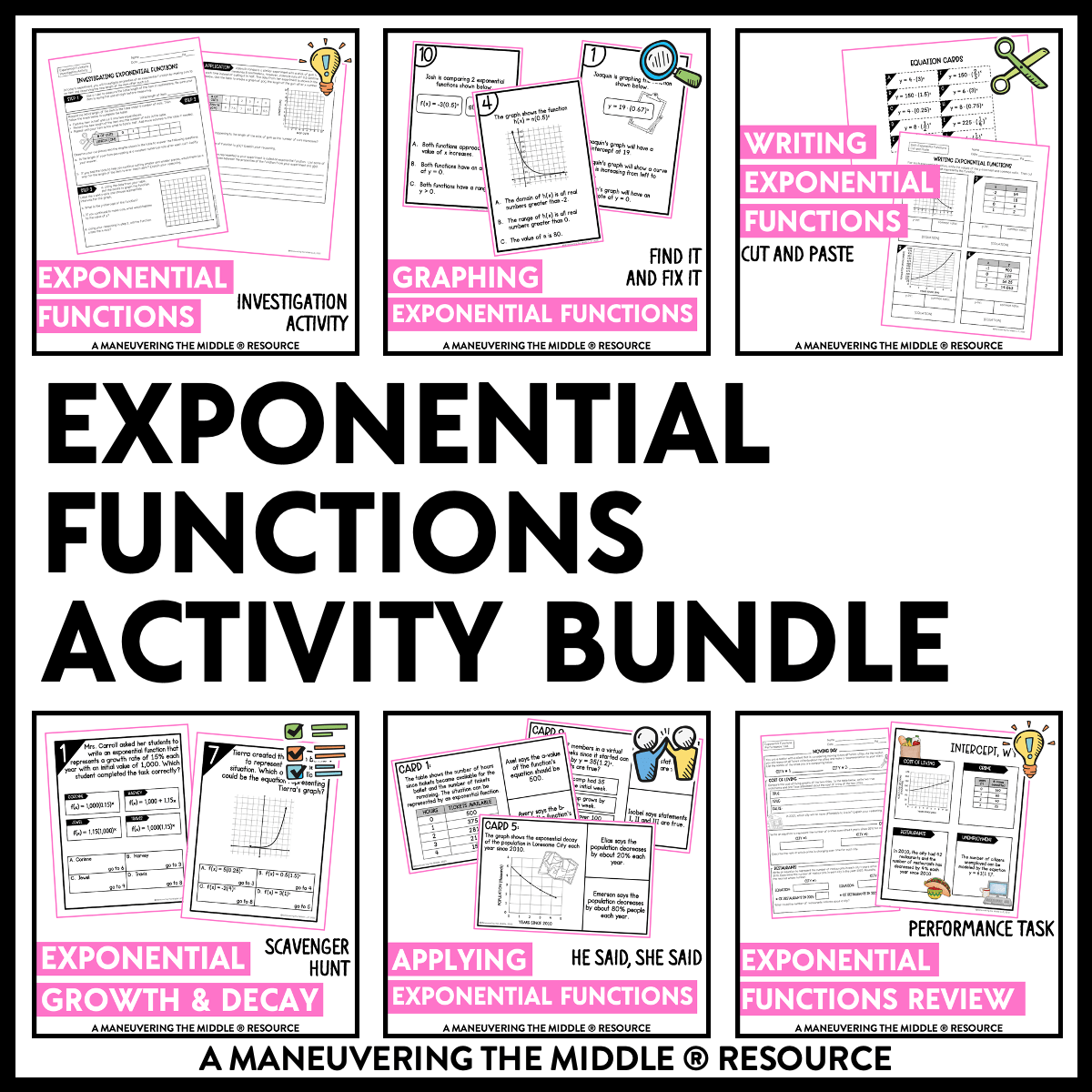 Exponential Functions Activity Bundle Algebra 1 TEKS