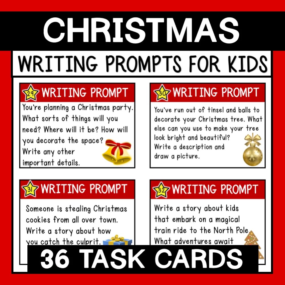 Christmas Writing Prompts - 36 Task Cards | Resources for Teaching