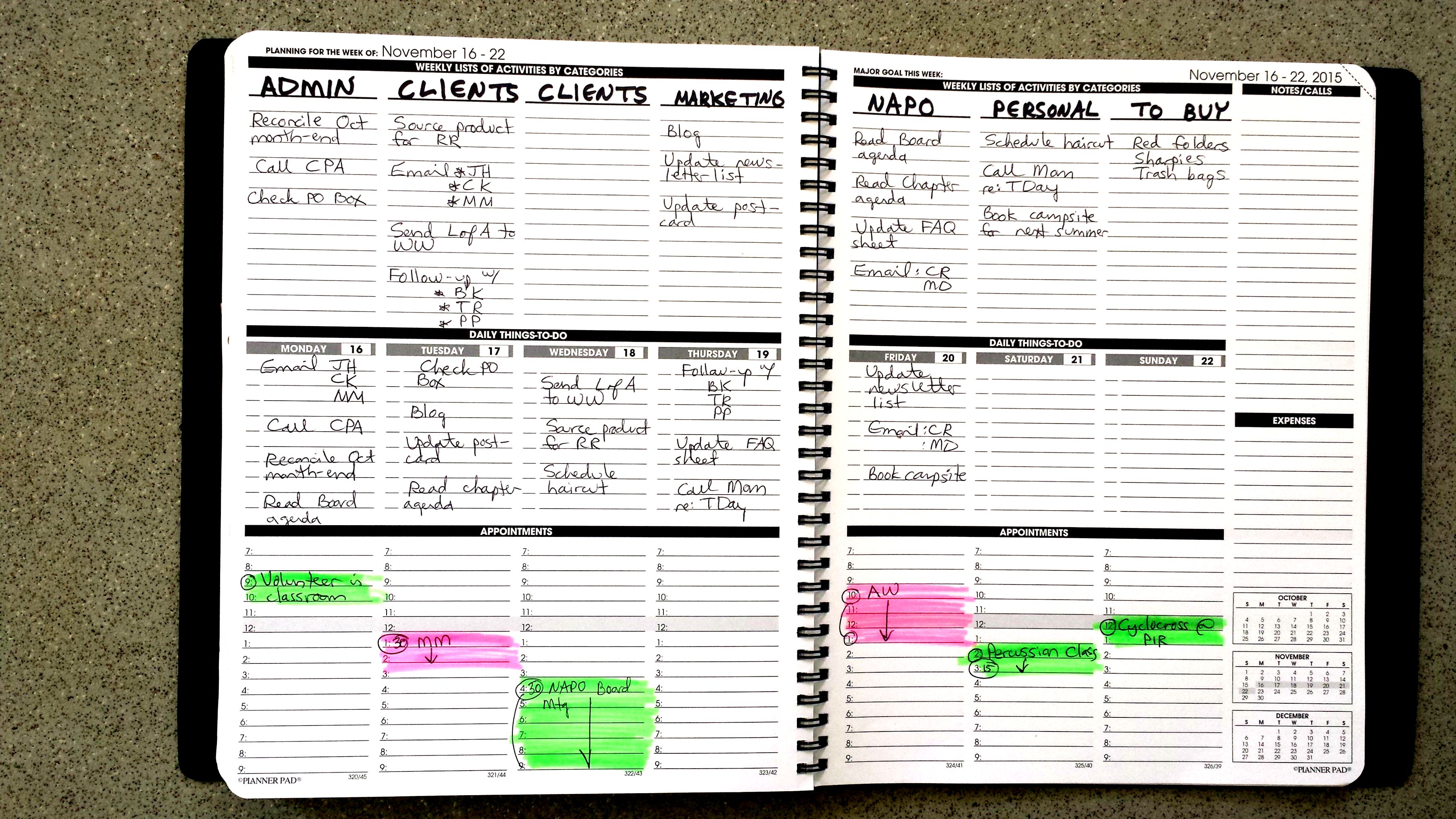 Here is how I keep track of To Do's, appts ReSPACED Portland