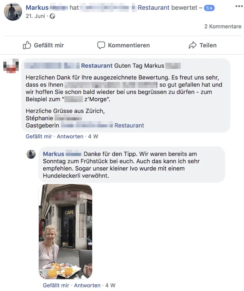 Die besten Beispiele von Antworten auf OnlineBewertungen re