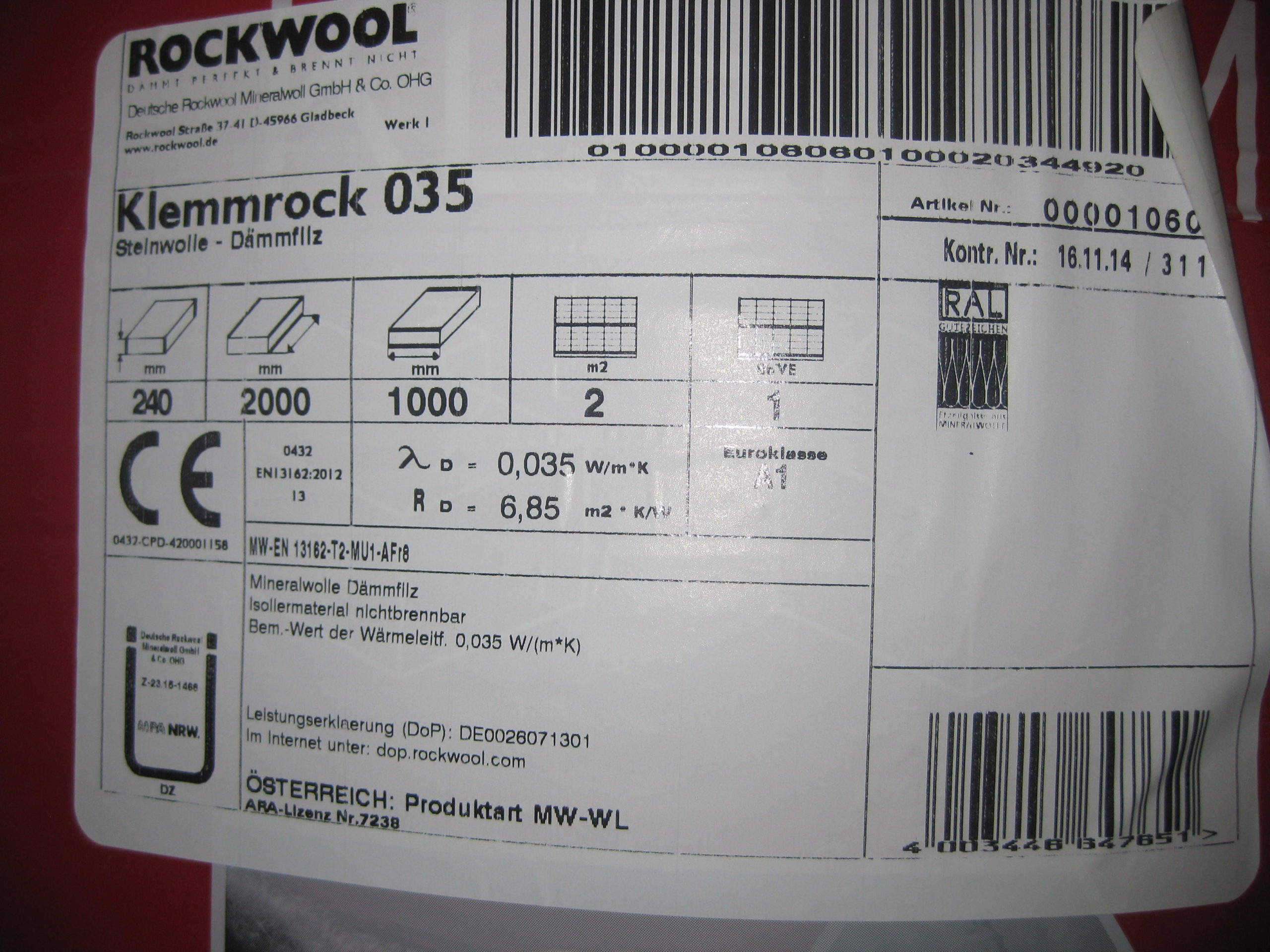 Rockwool Klemmrock 035 240mm kaufen Baustoffe kaufen auf restado