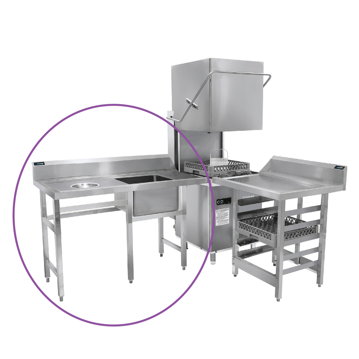 Entry Table With Sink For Hood Type Dishwasher