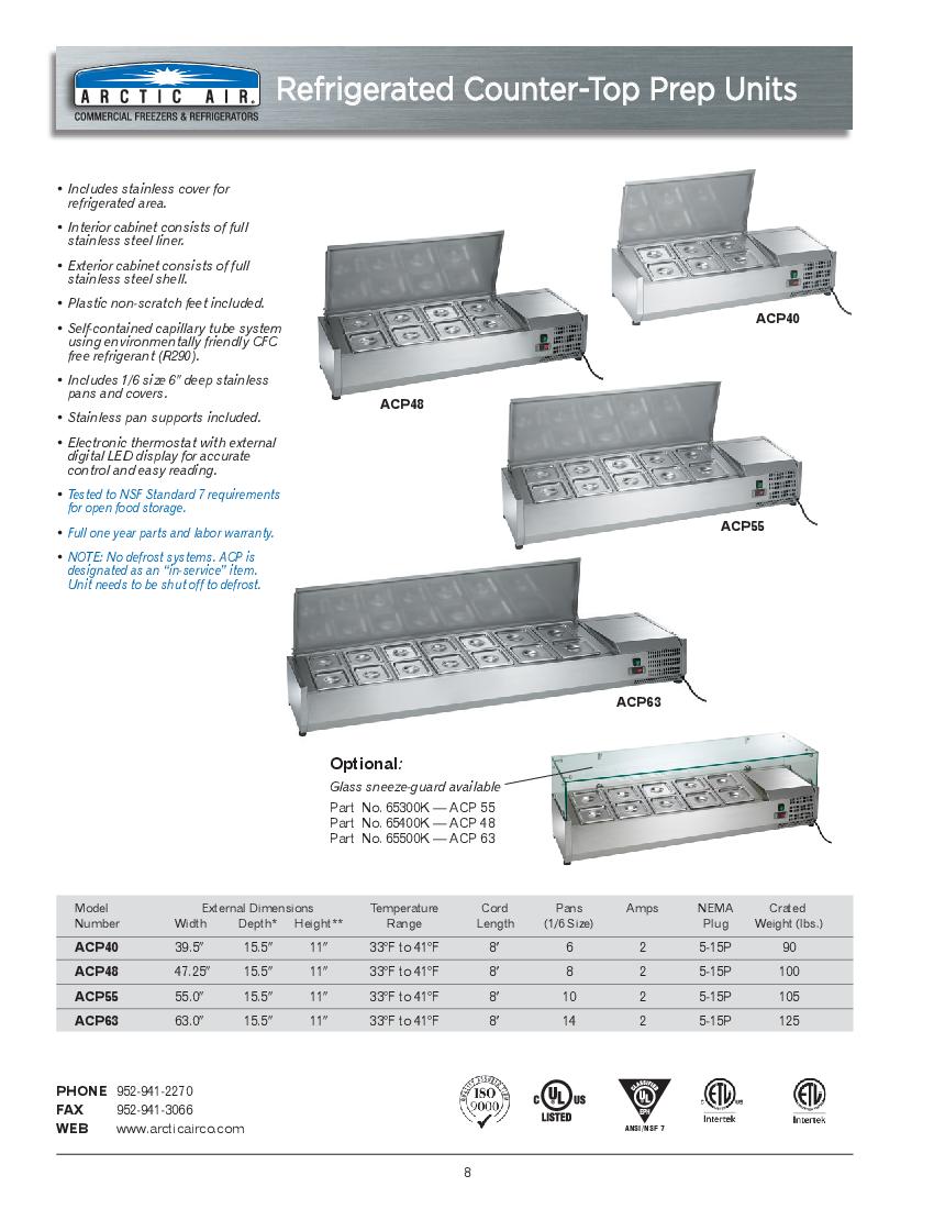 Arctic Air ACP63 63" Refrigerated Countertop Condiment Prep Station