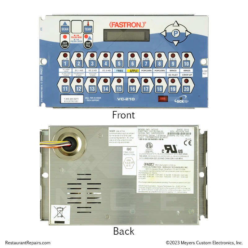 Repair FASTRON VC210 Fryer Computer MCE Restaurant Electronics Repairs