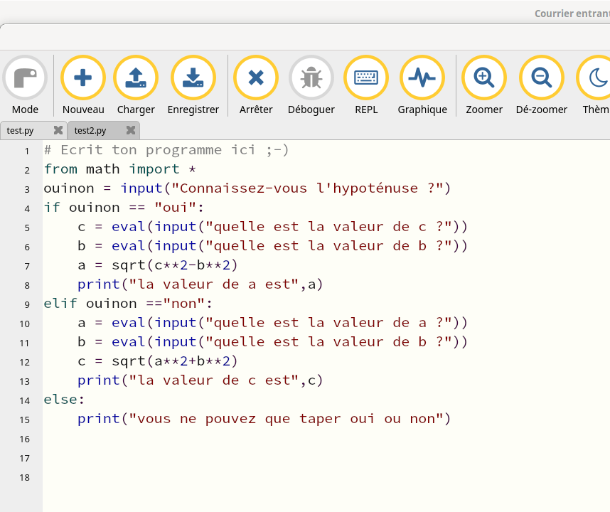 Python théorème de Pythagore Restez Curieux