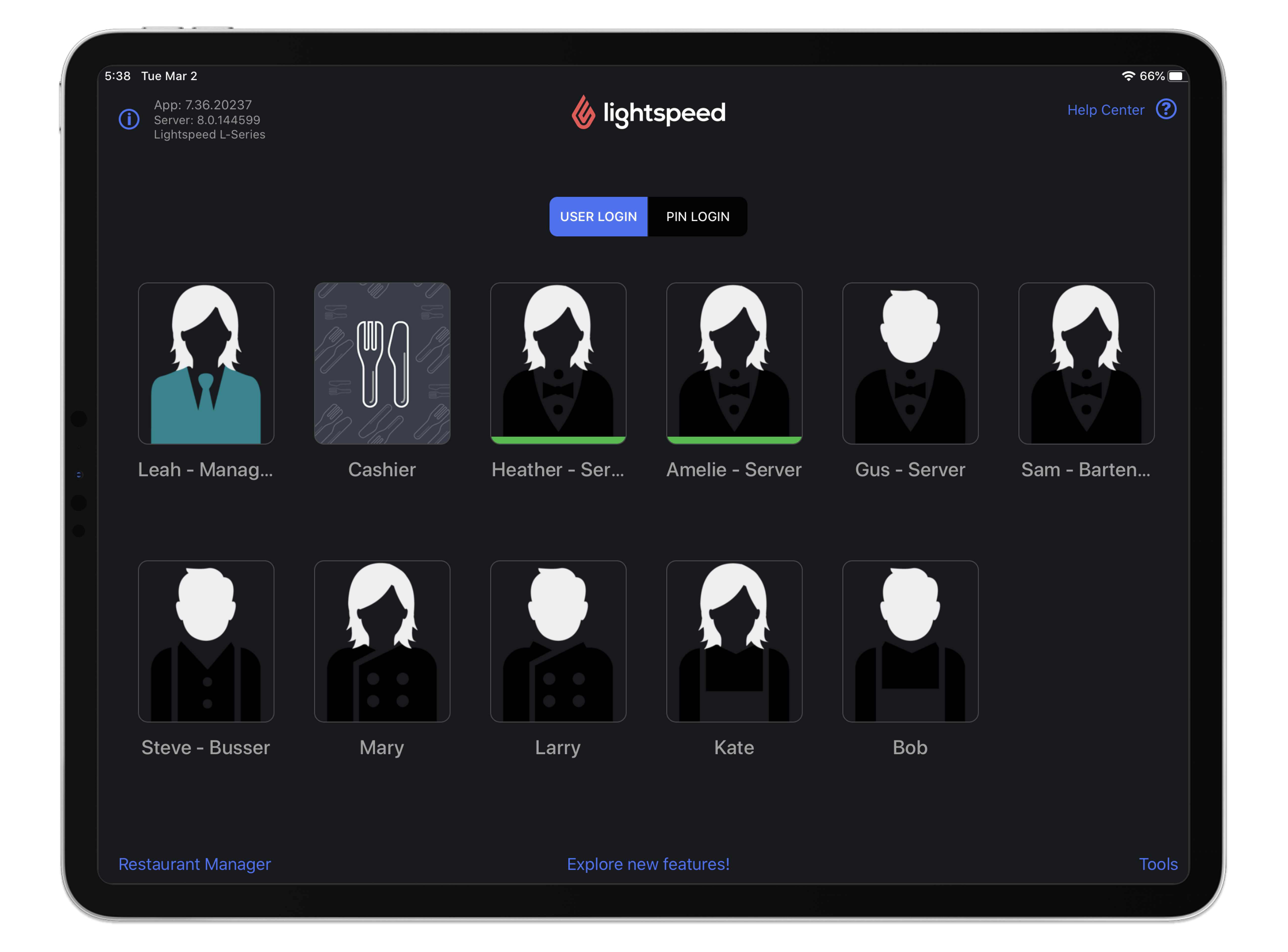 Logging in to Restaurant POS Lightspeed Restaurant (LSeries)