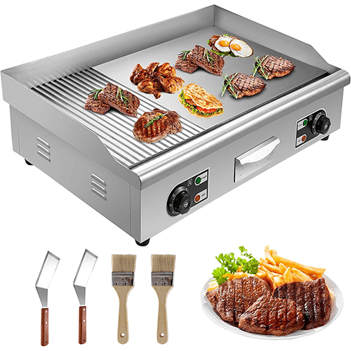 Electric Gas Griddle With Half Ribbed Smooth Surface Restolane