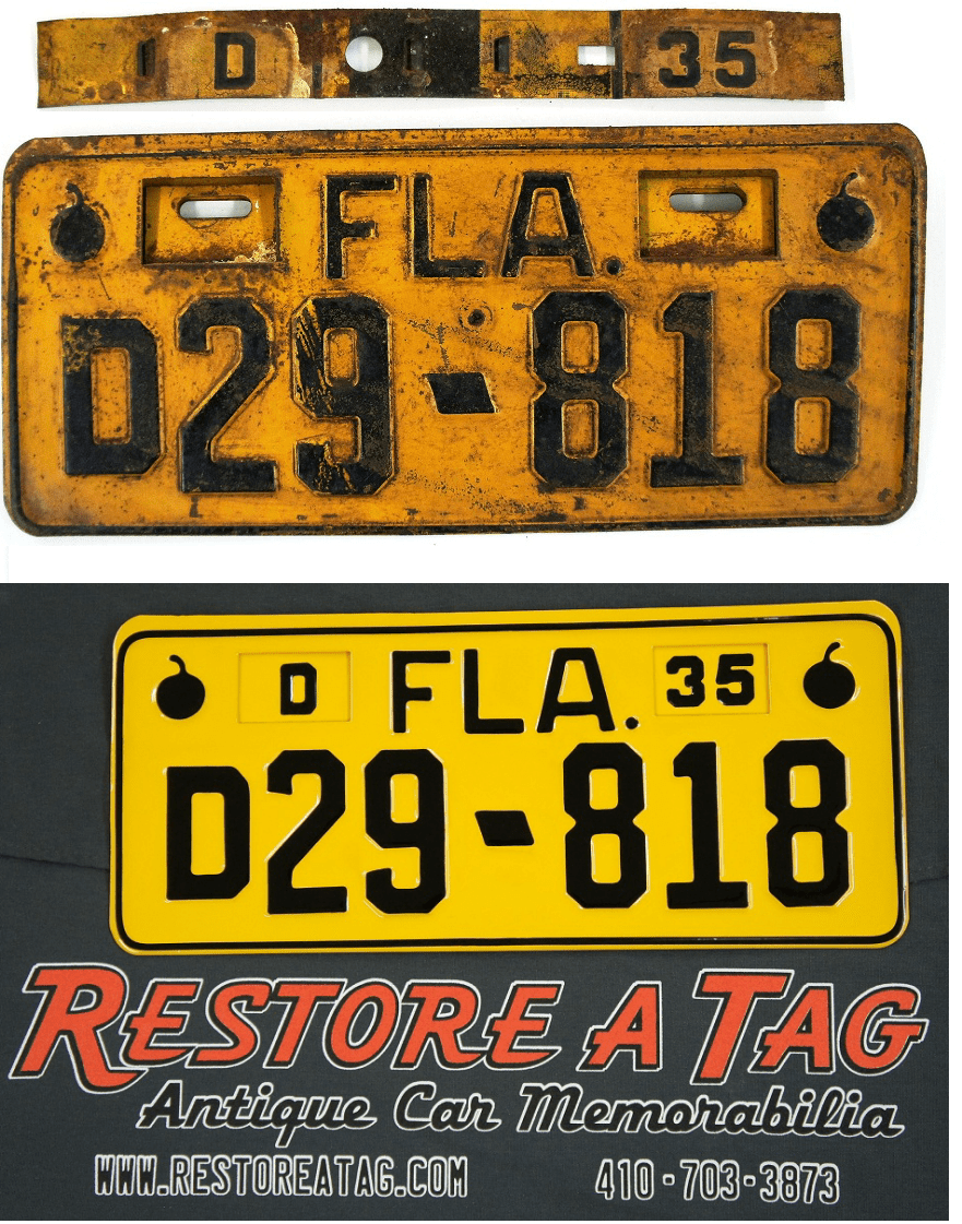 Tag restoration, antique license plates, license plate restoration