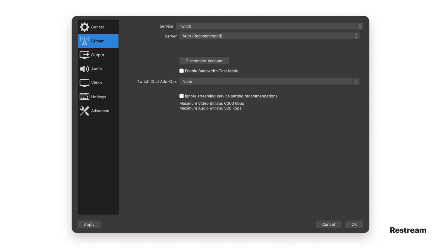 Twitch Streaming with OBS Studio Restream Integrations