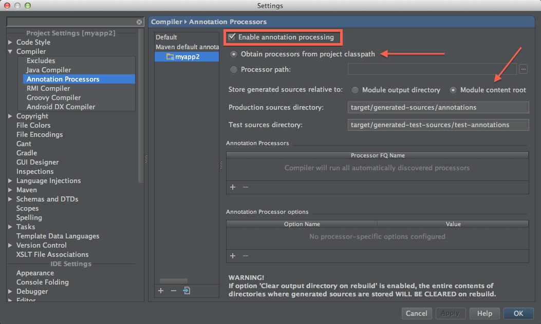 Using annotation processor in IDE