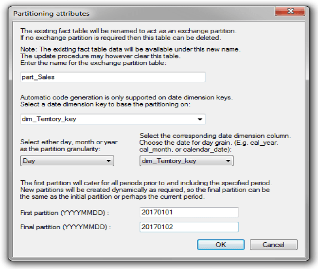 WhereScape Tip Partitioning a Fact Table by a NonDate Dimension