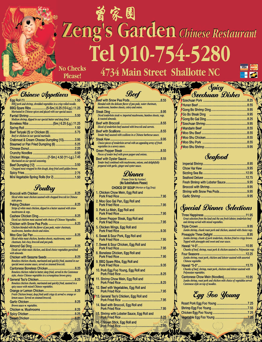 Zeng's Garden Chinese Restaurant in Shallotte, NC