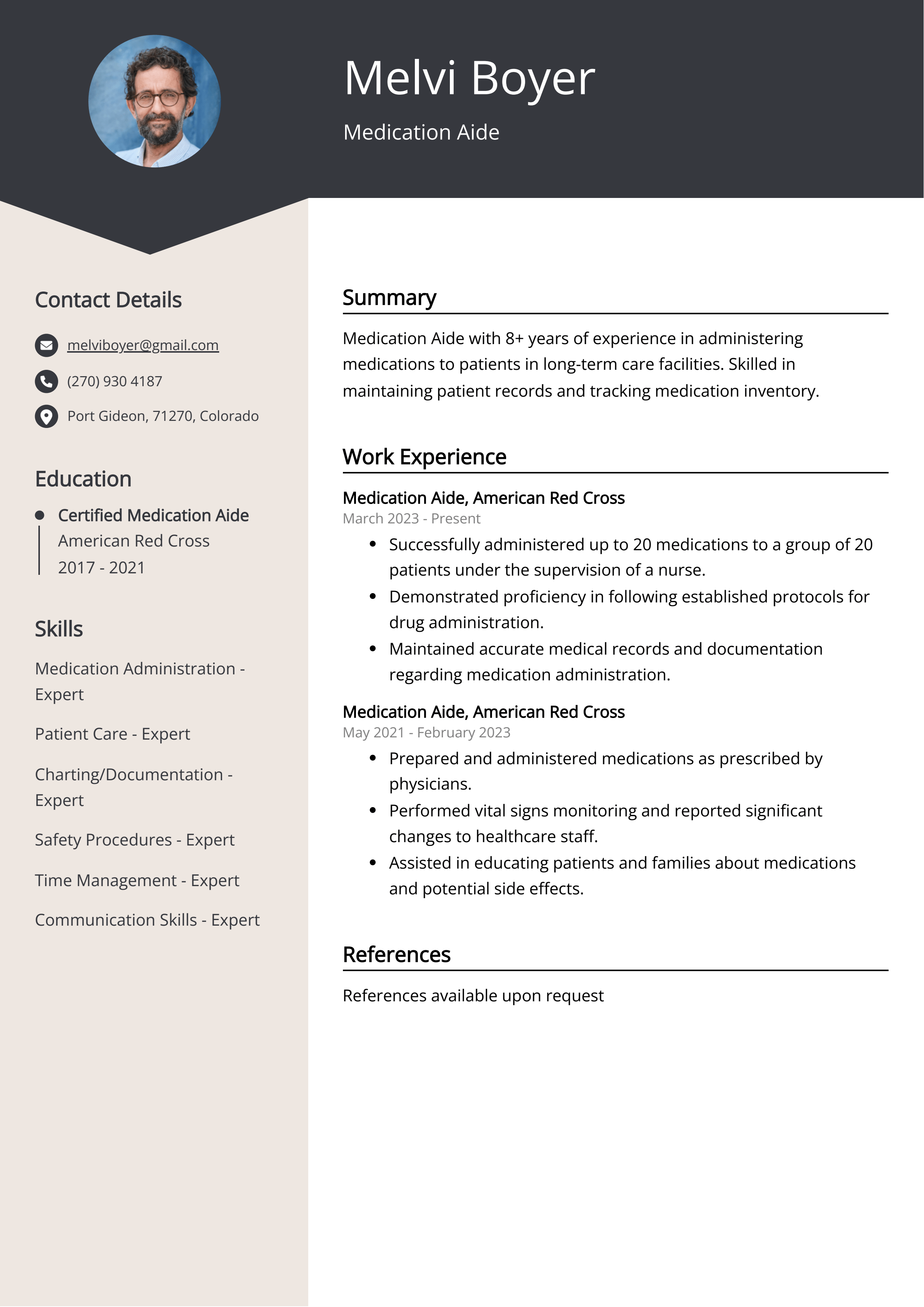 Medication Aide CV Job Description, Sample & Guide