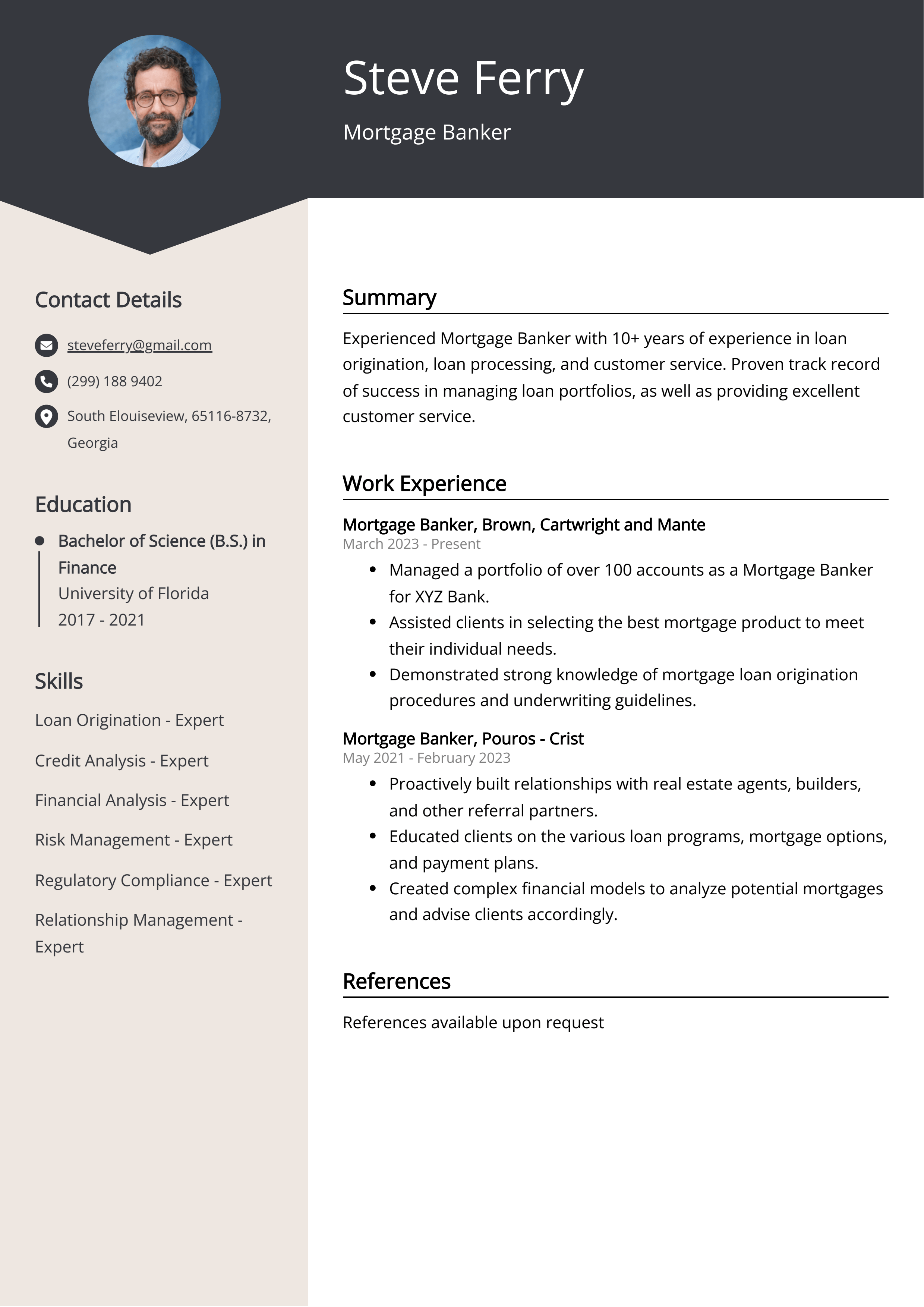 Mortgage Banker CV Job Description, Sample & Guide