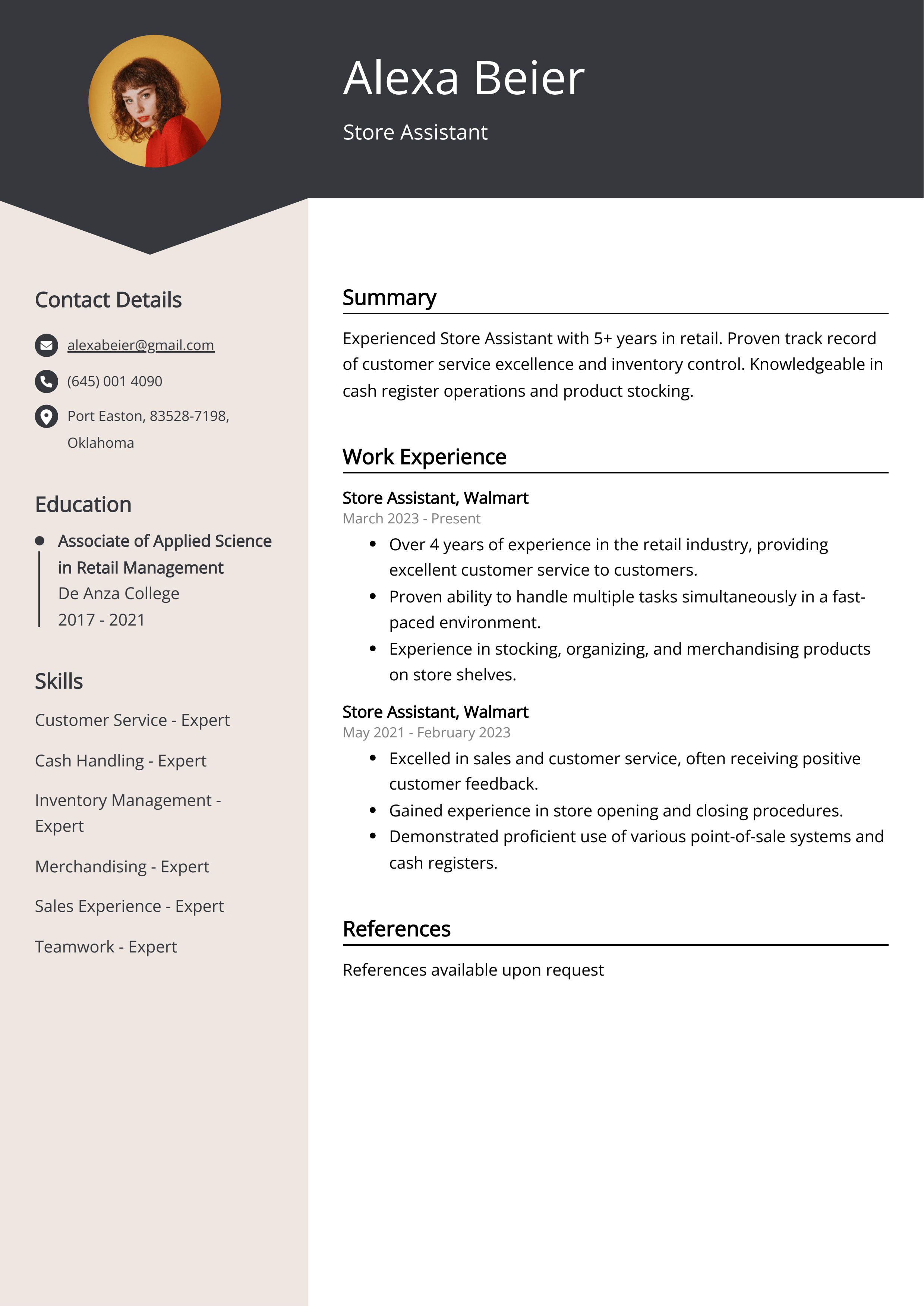 Store Assistant CV Examples (Template & 20+ Tips)