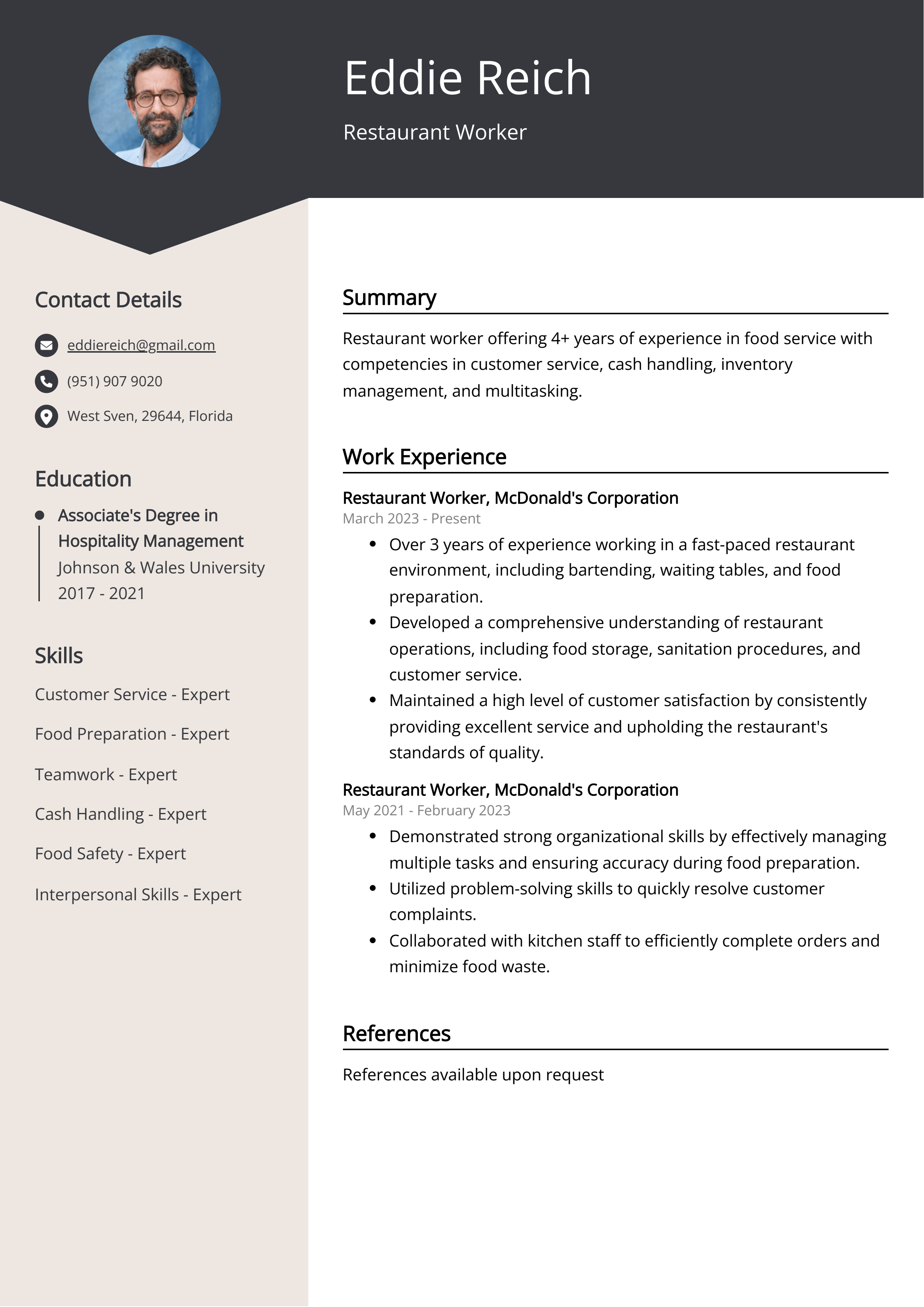 Restaurant Worker Resume Examples (Template & 20+ Tips)