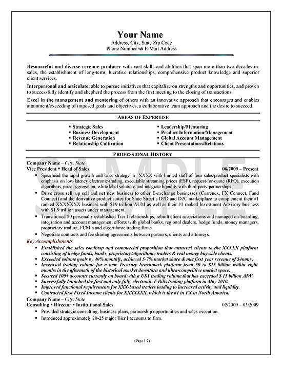 Executive Sales Resume Example
